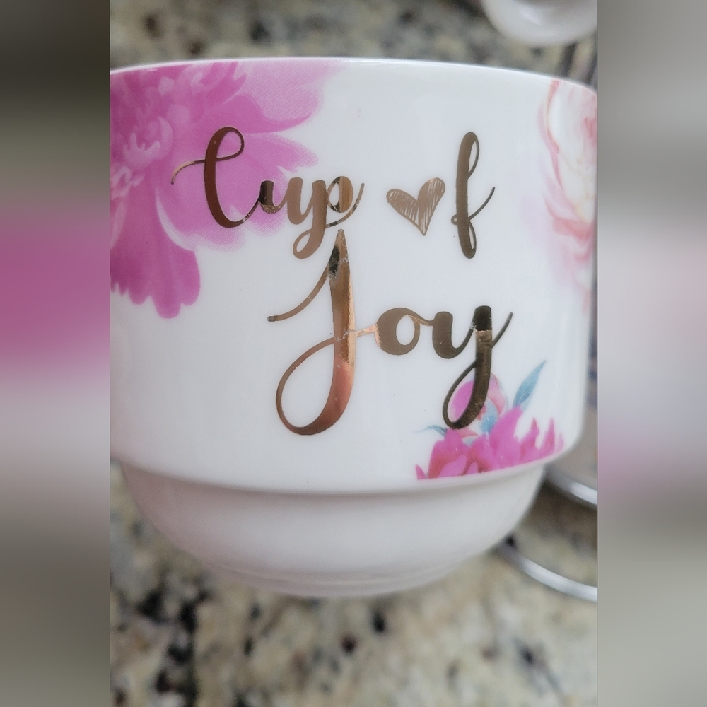 Floral Stackable Mug Set with Stand - Picture 6 of 7